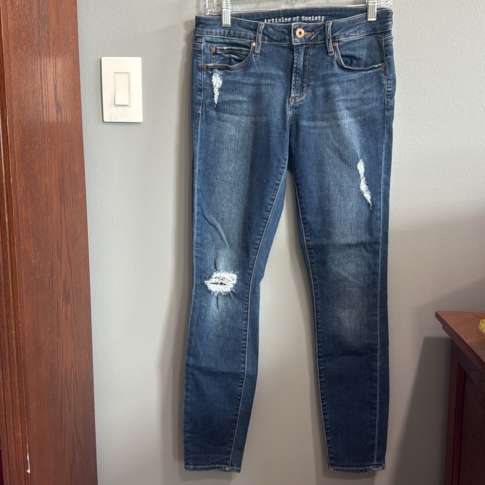 Articles Of Society Blue Skinny Jeans with Distressed Details - Picture 2 of 6